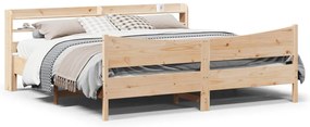 Estrutura de cama com cabeceira 200x200 cm pinho maciço