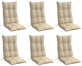 Almofadões p/ cadeira encosto alto 6 pcs tecido oxford bege