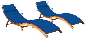 vidaXL Espreguiçadeiras com almofadões 2 pcs madeira de acácia maciça