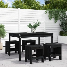 vidaXL 5 pcs conj. jantar p/ jardim madeira de pinho maciça preto