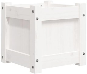 Vasos/floreiras de jardim 2 pcs madeira de pinho maciça branco