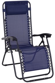 Outsunny Espreguiçadeira Dobrável de Jardim Espreguiçadeira de Gravidade Zero para Pátio Terraço Carga Máxima 150kg 90x65x110 cm Azul