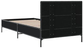 Estrutura de cama 75x190 cm derivados de madeira e metal preto