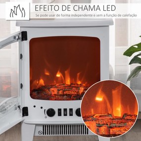 Lareira Elétrica Portátil Potência 900/1800W com Efeito de Chama Realista Termostato Ajustável e Proteção contra Superaquecimento até 20m² 39x26x54,8c