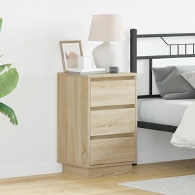 vidaXL Gabinete de cabeceira com LED Carvalho Sonoma 39x34,5x65 cm Madeira Encapsulada