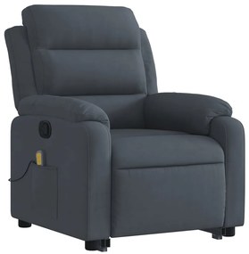 Poltrona elevatória de massagens veludo cinza-escuro