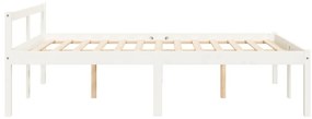 Cama de casal para idosos 135x190 cm pinho maciço branco