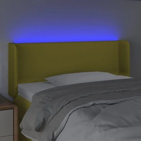 Cabeceira de cama c/ luzes LED tecido 93x16x78/88 cm verde