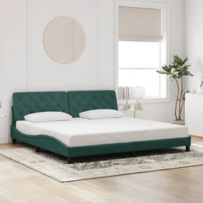 vidaXL Estrutura de cama sem colchão 200x200 cm veludo verde-escuro