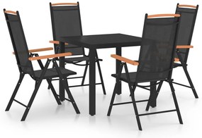 5 pcs conjunto de jantar para jardim alumínio preto