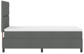 Cama Box Spring com Colchão &amp; Luz LED Cinza Escura 90x200 cm Tecido
