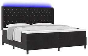 Cama Box Spring vidaXL com Colchão e LED Preto 200x200 cm Veludo