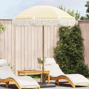 vidaXL Guarda-sol Amarelo e Branco Ø 160 x 195 cm Aço
