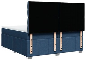 Cama com molas/colchão 200x200 cm tecido azul