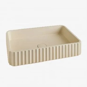 Lavabo Retangular 50x30 Cm Em Cimento Teide Beige Creme - Sklum
