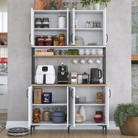 Armário Alto de Cozinha "Stella" - 120 x 198,6 x 40 cm - Nogueira e Br