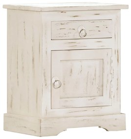 vidaXL Mesa de cabeceira 40x30x50cm madeira de mangueira maciça branco