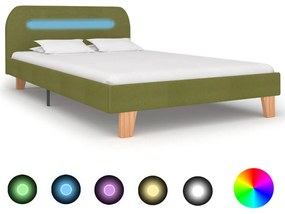 vidaXL Estrutura de cama com LED em tecido 120x200 cm verde