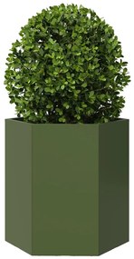 Vasos floreiras de jardim 2 pcs hexagonal 46x40x45 cm aço verde