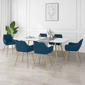 vidaXL Cadeiras de jantar 6 pcs veludo azul