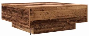 Mesa de Centro vidaXL com Luzes LED Madeira Antiga 80x80x31 cm