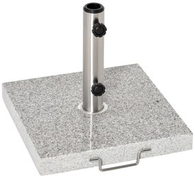 Outsunny Base para Chapéu de Sol de Mármore Universal com 2 Rodas e Alça de Transporte para Mastros de Ø35/38/42mm Suporte para Chapéu de Sol de Exterior 42x42x36cm Cinza