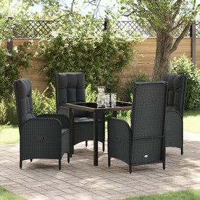 vidaXL Conjunto de Jantar de Jardim 5 Peças Preto Rattan Polipropileno