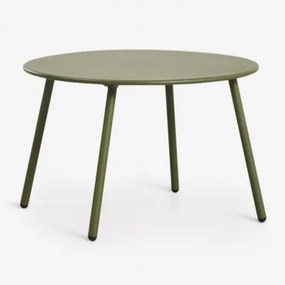 Mesa Auxiliar Redonda Para Jardim Em Aço Kuorin Ø50 Cm & Verde Azeitona Intenso - Sklum