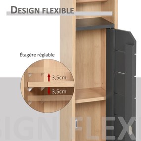 Suporte para papel higiénico 18 x 18 x 75 cm Porta-papel higiénico - 2 níveis, MDF cinzento bambu