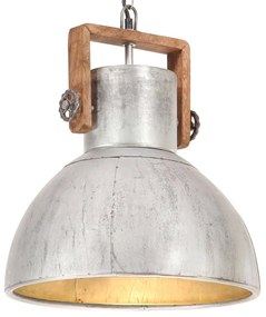 Candeeiro suspenso industrial redondo 25 W 40 cm E27 prateado