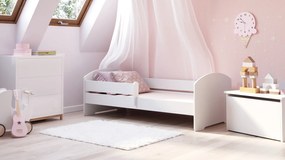 Cama infantil Luk 160x80 branca com grade - colchão e estrado incluido