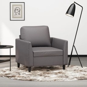Poltrona 60 cm couro artificial cinzento
