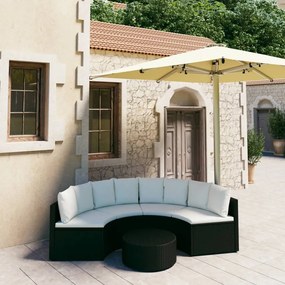 vidaXL 5 pcs conjunto sofás de jardim c/ almofadões vime PE preto