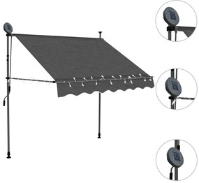 Toldo retrátil manual com LED 150 cm antracite