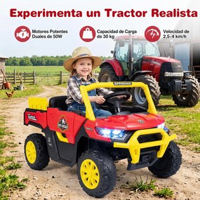Carrinho Elétrico Infantil 12V para crianaças 2 a 5 anos, 99 x 54 x 52 cm, Motor Duplo, Vermelho