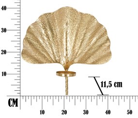 Castiçal de Parede "Glam Leaf" em Metal Dourado – 41x11,5x40 cm