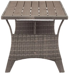Mesa de jardim 120x70x66 cm vime PE cinzento