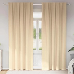 vidaXL Cortinas com cortinas 2 pcs Creme 260 x 140 cm Poliéster