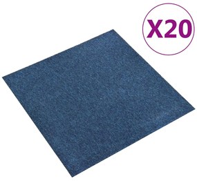 147315 vidaXL Ladrilhos carpete para pisos 20 pcs 5 m² 50x50 cm azul-escuro