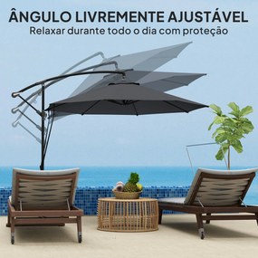 Chapéu de Sol Excêntrico Ø 290 cm Chapéu de Sol de Jardim com Base Cru