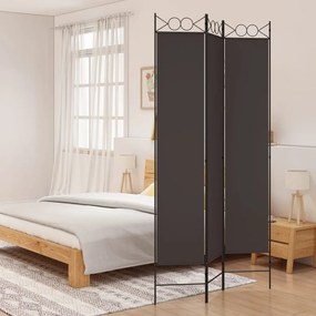 vidaXL Biombo/divisória com 3 painéis 120x220 cm tecido castanho