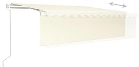 Toldo automático com estore/LED/sensor de vento 5x3 m cor creme