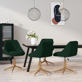 vidaXL Cadeiras de jantar giratórias 4 pcs veludo verde-escuro