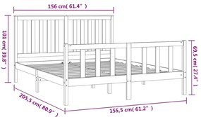 Estrutura de cama king c/ cabeceira 150x200 cm pinho maciço