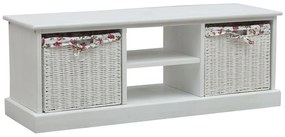 287842 vidaXL Móvel de TV com dois cestos madeira branco