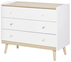 HOMCOM Cómoda Infantil com 3 Gavetas Pés de Madeira amplo espaço de Armazenamento para Brinquedos Roupa Livros 90x40x75,2cm Branco