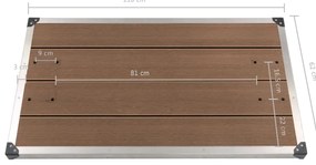 Base chuveiro p/ exterior 110x62 cm WPC aço inoxidável castanho