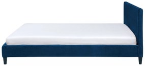Cama de casal em veludo azul escuro 160 x 200 cm FITOU Beliani