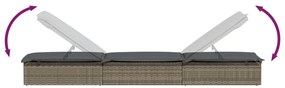 Espreguiçadeiras com mesa 2 pcs vime PE cinzento