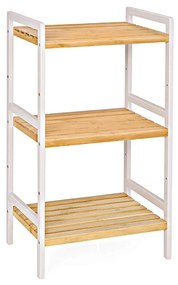 SONGMICS Suporte de armazenamento de bambu de 3 camadas para banheiro, cozinha, quarto, 45 x 31,5 x 80 cm, grão natural e branco BCB73Y